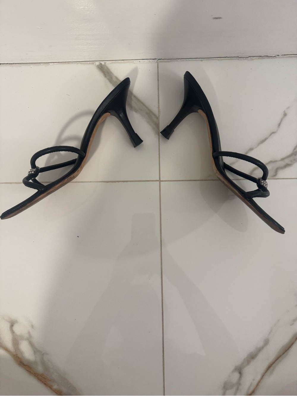 Giuseppe Zanotti Black Strappy Crystal-Knot Heels - Picture 5 of 9